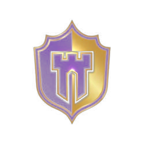 Cybervaillance — bouclier violet et or, symbole de protection numérique